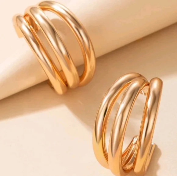 Gold Plated Hoop Earrings - Picture 4 of 7